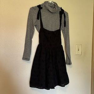 For love and lemons black pinafore dress eyelet small